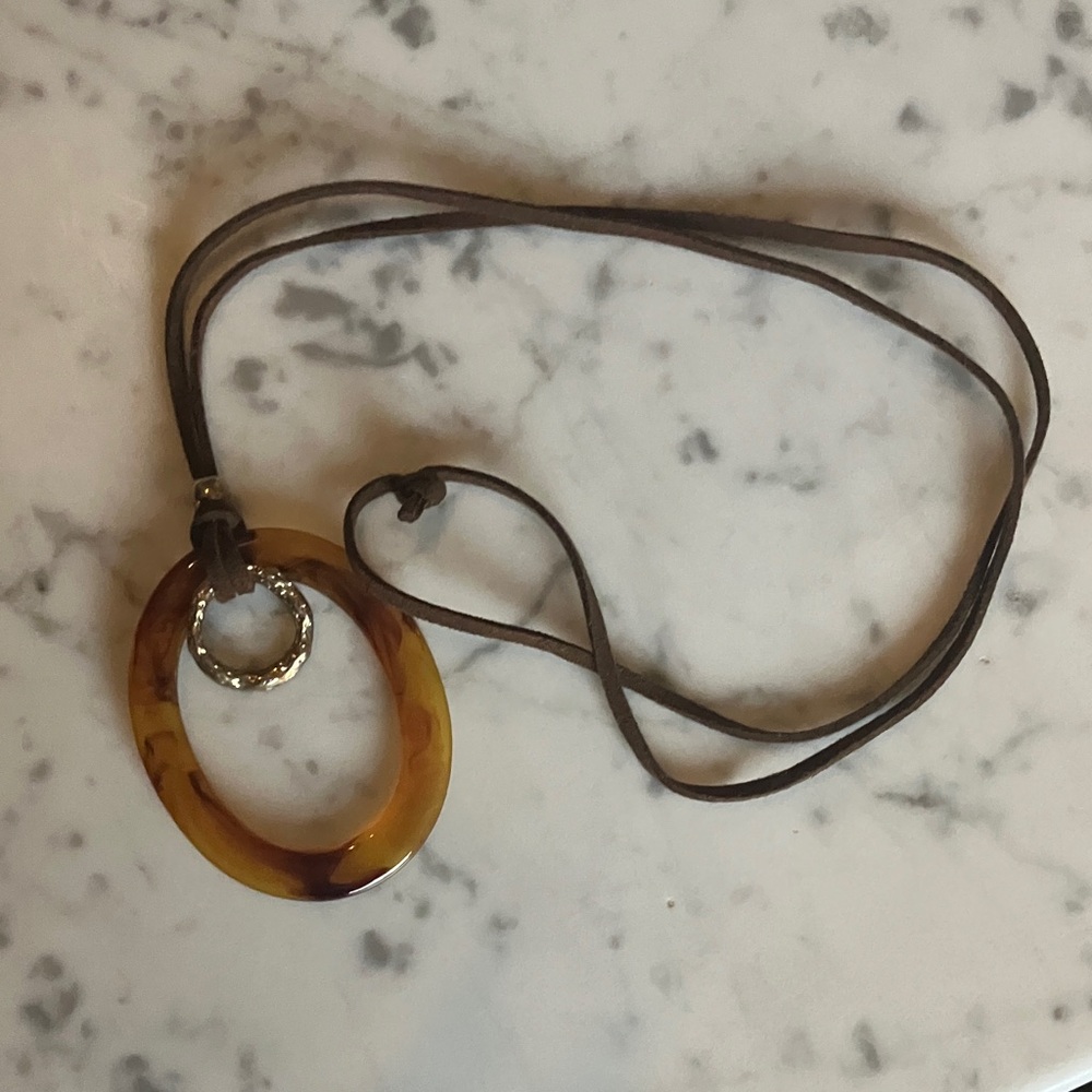 Brown and Silver Pendant Necklace